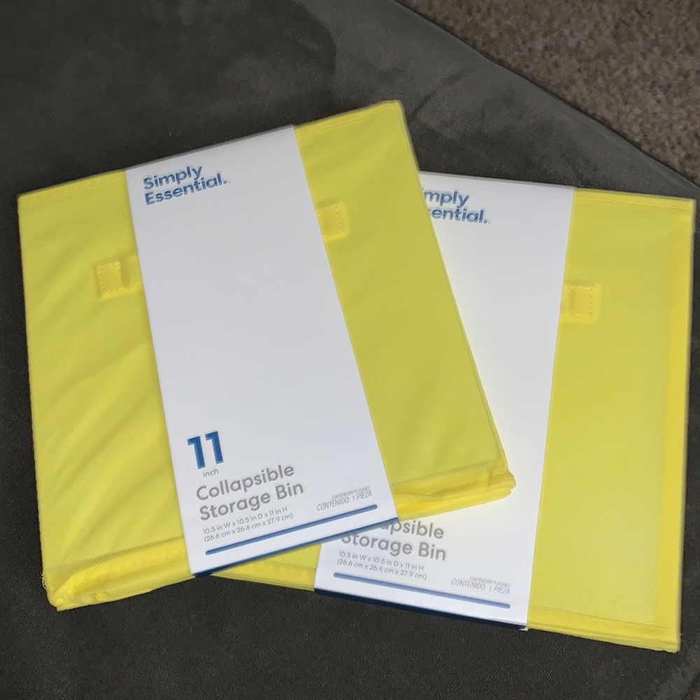 Pair of storage bins - 11 inch canary yellow, perfect for gift giving 💝💘❤️